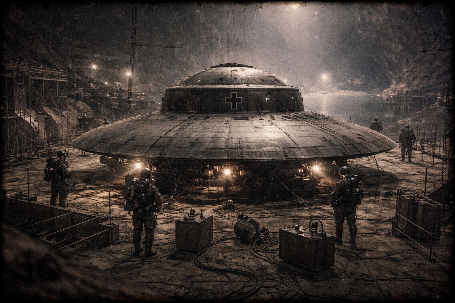 1940s moon hangar with Haunebu-II