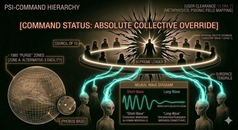 Tactical schematic of the paraphysical command structure of the Grey alien collective and the Martian Phobos base.