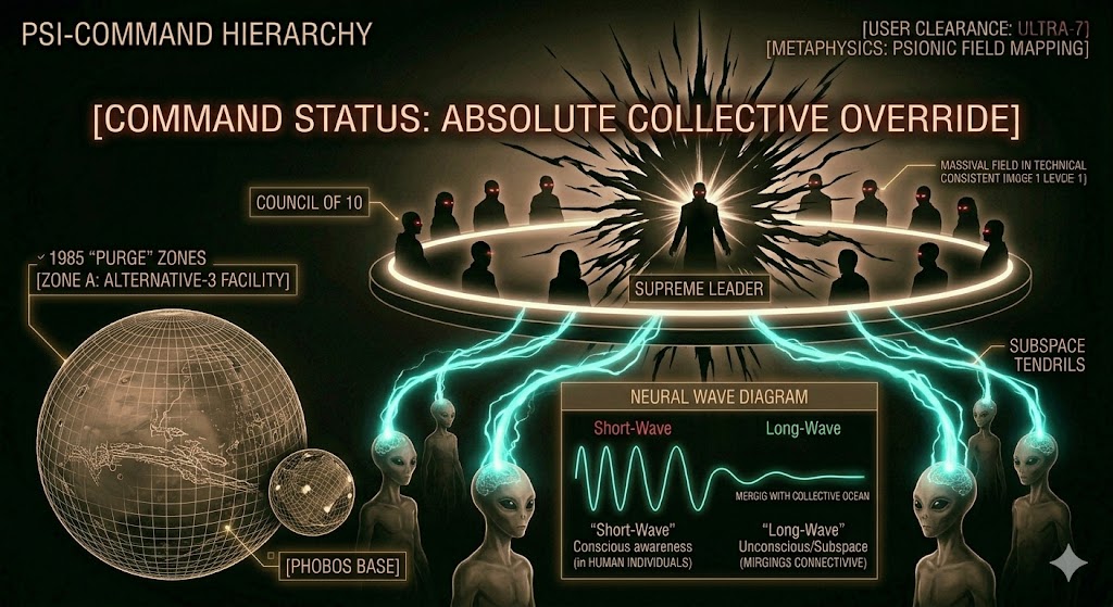 Tactical schematic of the paraphysical command structure of the Grey alien collective and the Martian Phobos base.