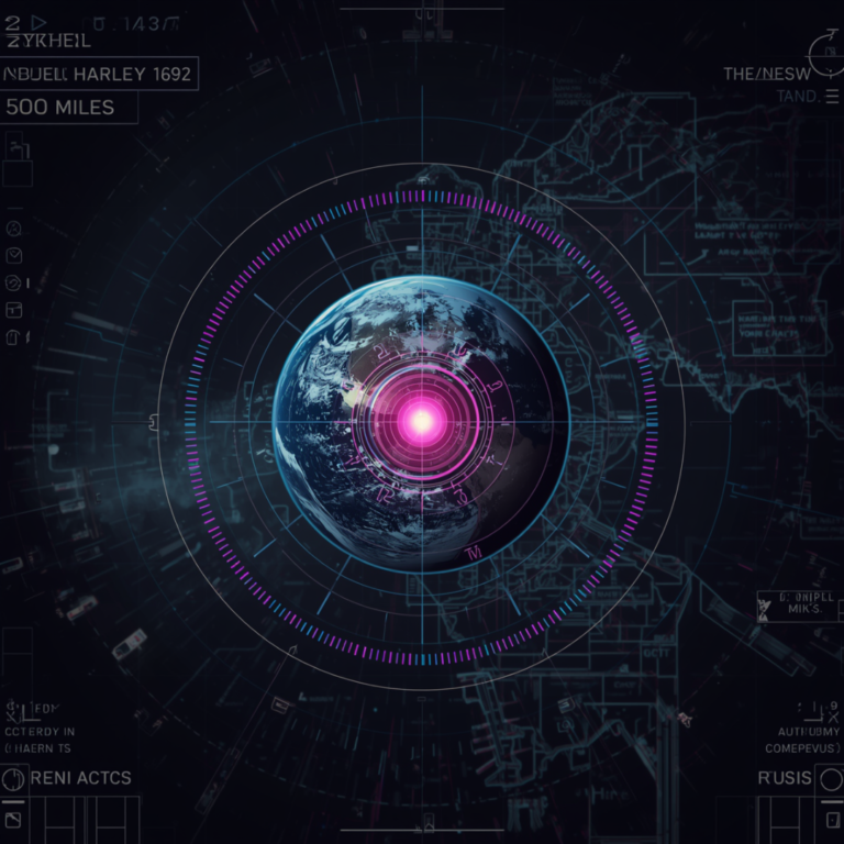 Tactical 1970s-style visualization of Edmund Halley's concentric hollow earth model and the Rainbow City complex.