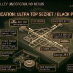 Tactical map and cross-section of the Antelope Valley underground bases and shuttle network.