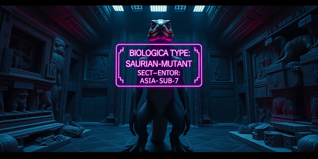 Tactical 1970s-style visualization of the reptilian Nagas and subterranean technology.