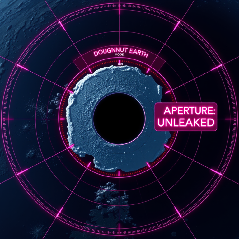 Tactical 1970s-style visualization of the massive opening at the North Pole leading to the Earth's interior.