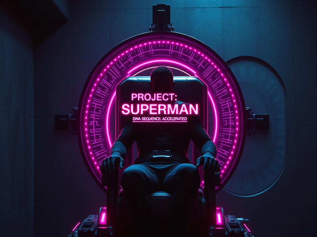 Tactical 1970s-style visualization of the Montauk chair and psychological conditioning labs of Project Superman.