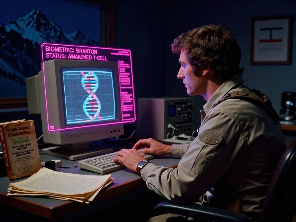 Tactical 1970s-style visualization of the investigator known as Branton documenting the subterranean world.