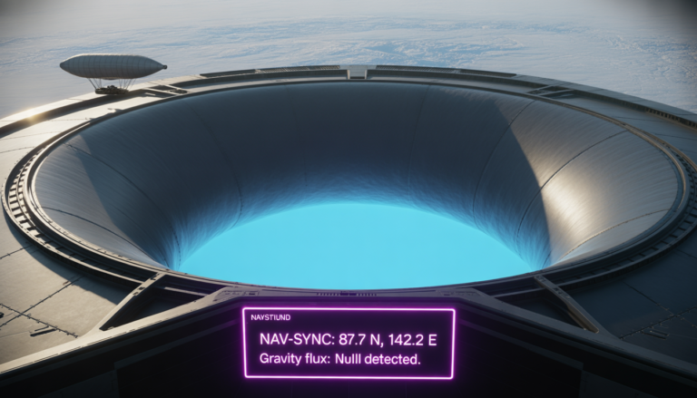 Tactical visualization of the North Polar opening showing the Earth curving inward toward the hollow interior.