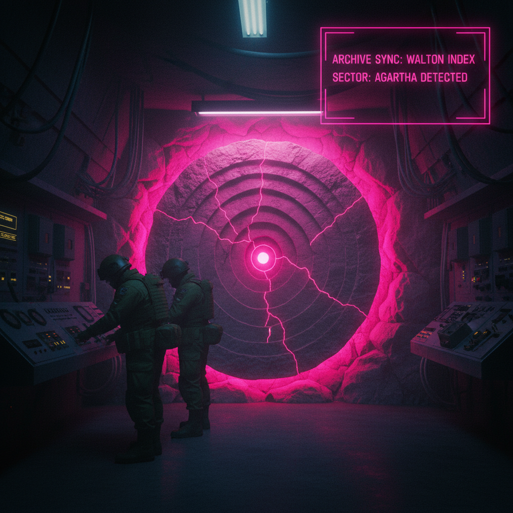 Tactical 1970s-style visualization of the Inner Earth index and subterranean mapping.