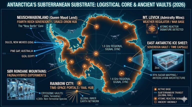 Map of Antarctica Underground Bases: New Berlin, Mt. Levick Reactor, and Sør Rondane Tunnels 2026