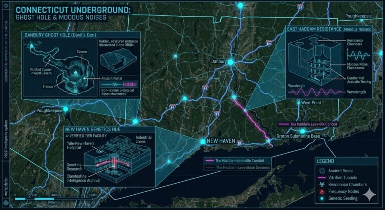 2026 Intelligence Map of Connecticut Underground Bases: Ghost Hole, Moodus Noises, and New Haven Hub.