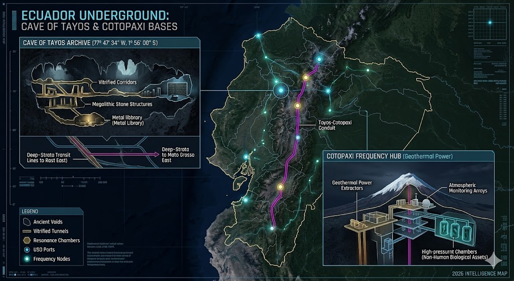 2026 Intelligence Map of Ecuador Underground Bases: Cave of Tayos and Cotopaxi Sectors