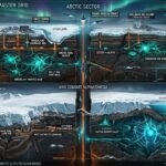 Tactical blueprint of the Polar Underground (2026), showing the Axis Conduit Alpha/Omega connecting the Arctic (Greenland/Svalbard) to the Antarctic (Lake Vostok/Wilkes Land) Alien Bases and SSP hubs.